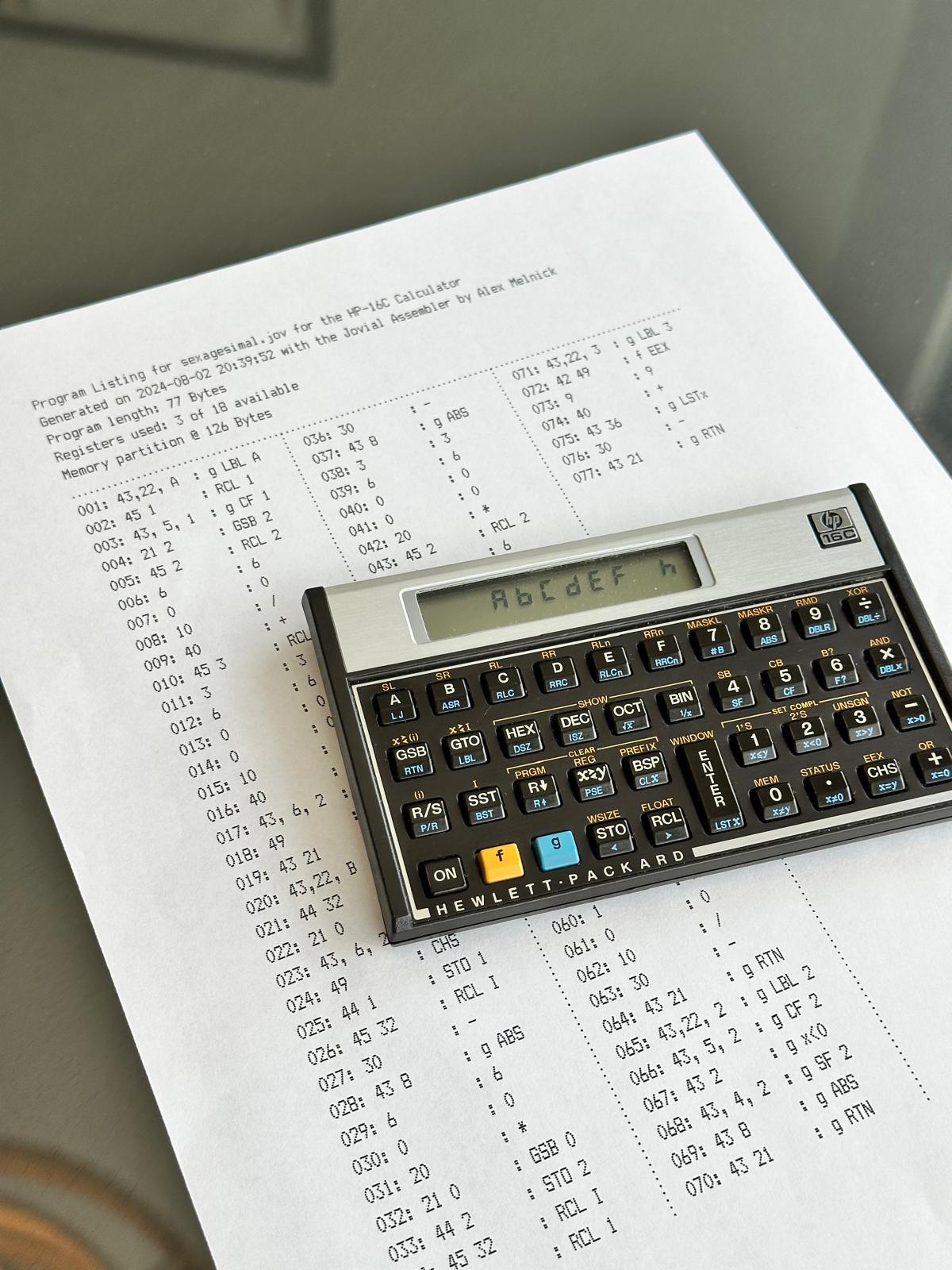 Jovial HP-16C Assembler